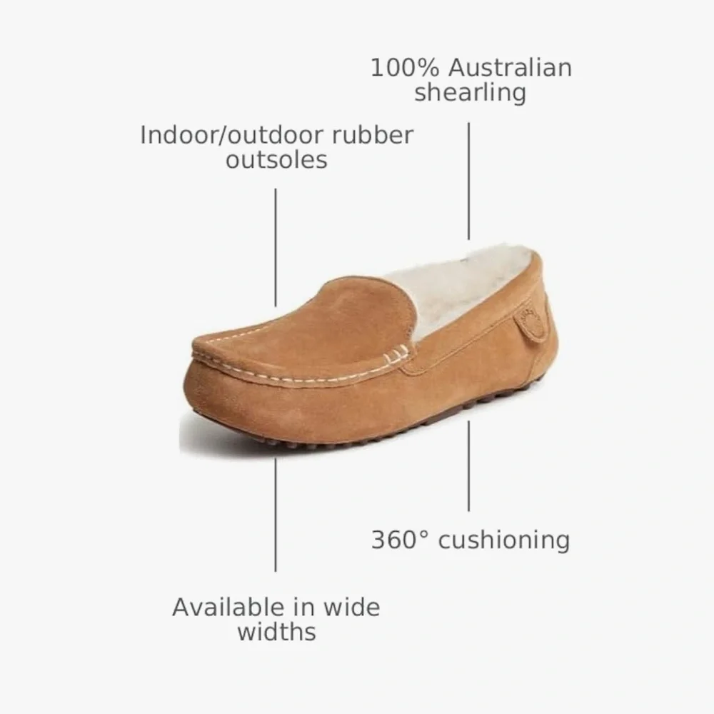 Fireside by Dearfoams Genuine Shearling Moccasin Slippers‎ Men 9 Brand New